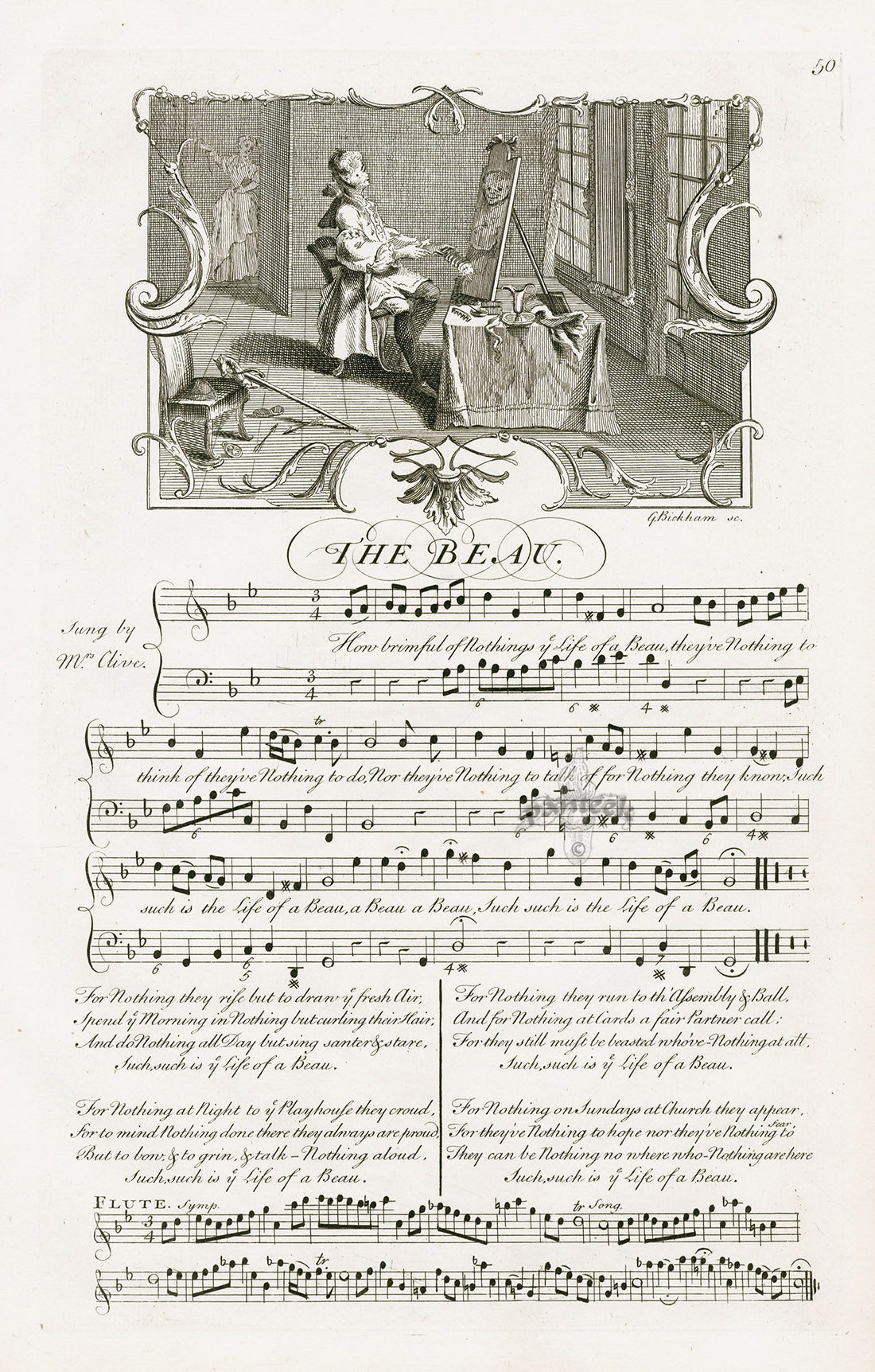 George Bickham English Song Engravings Beau
