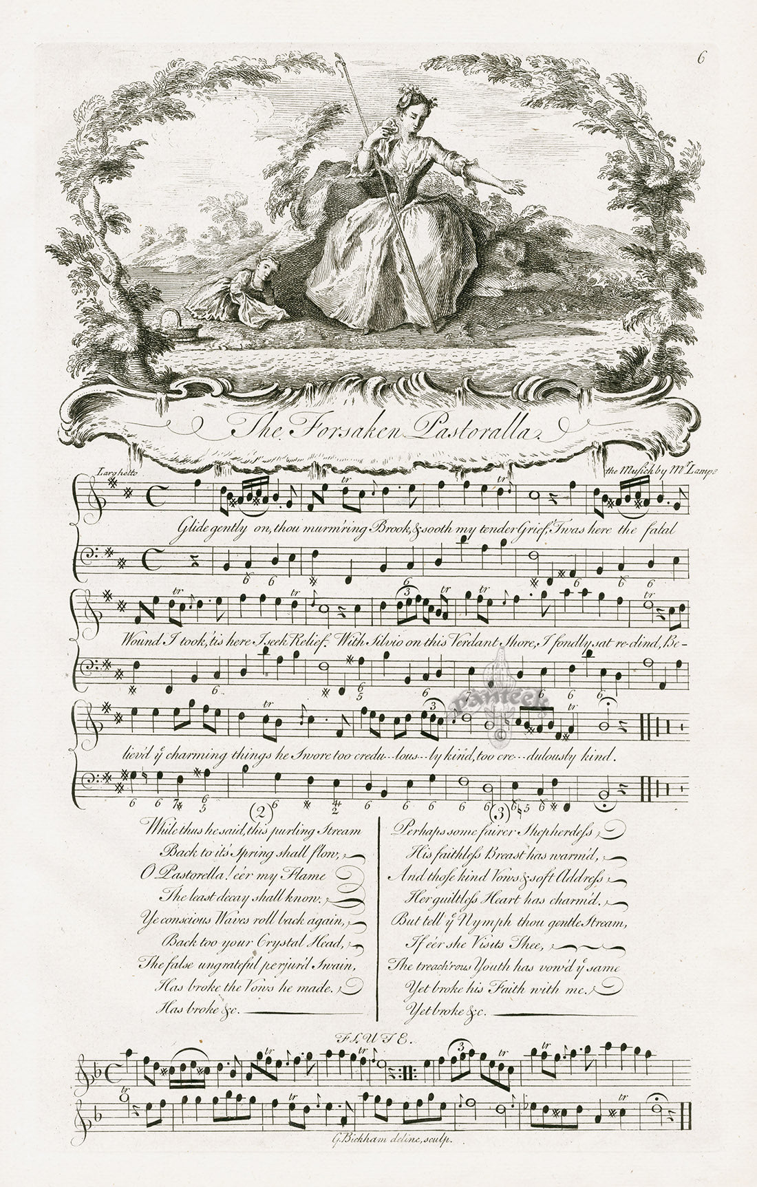 George Bickham English Song Engravings Forsaken Pastoralla