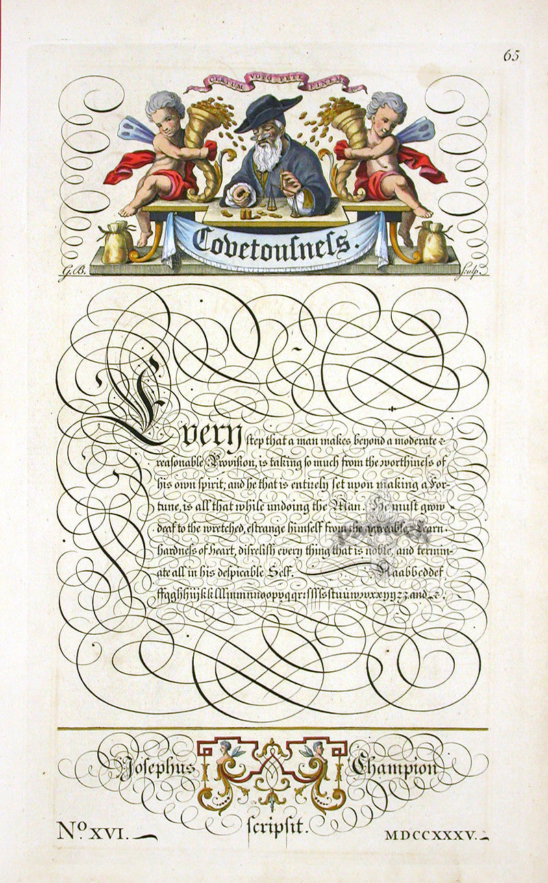 George Bickham Universal Penman 1741 Handwriting Covetousness