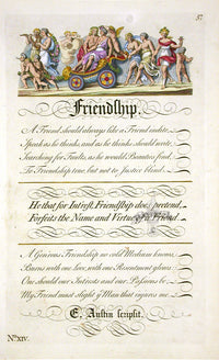 George Bickham Universal Penman 1741 Handwriting Friendship - Panteek Antique Prints