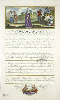 George Bickham Universal Penman 1741 Handwriting Modesty - Panteek Antique Prints