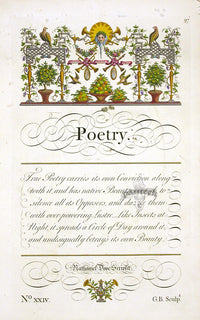 George Bickham Universal Penman 1741 Handwriting Poetry - Panteek Antique Prints