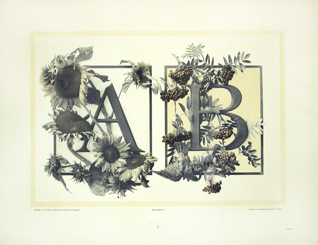 Gerlach & Schenk Antique Alphabet Floral Letters A & B