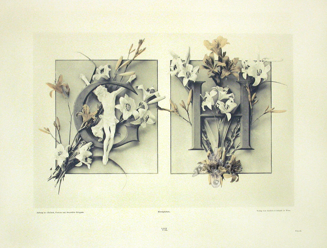 Gerlach & Schenk Antique Alphabet Floral Letters G & H