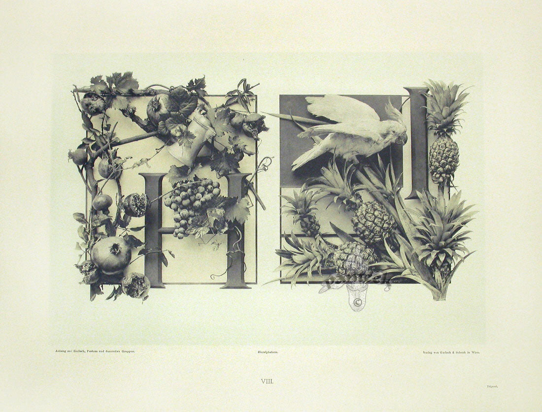 Gerlach & Schenk Antique Alphabet Floral Letters H & I