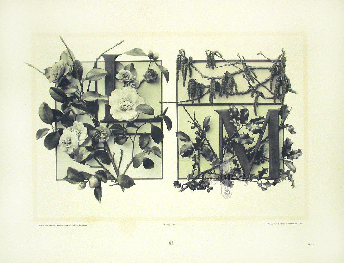 Gerlach & Schenk Antique Alphabet Floral Letters L & M