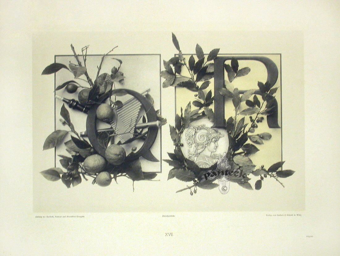 Gerlach & Schenk Antique Alphabet Floral Letters Q & R