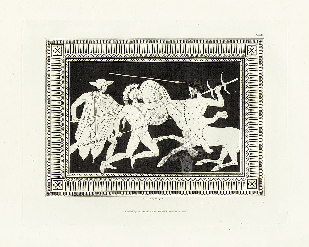 Henry Moses Print Etruscan Vases, Plaques 1820 Plaque, Centaur