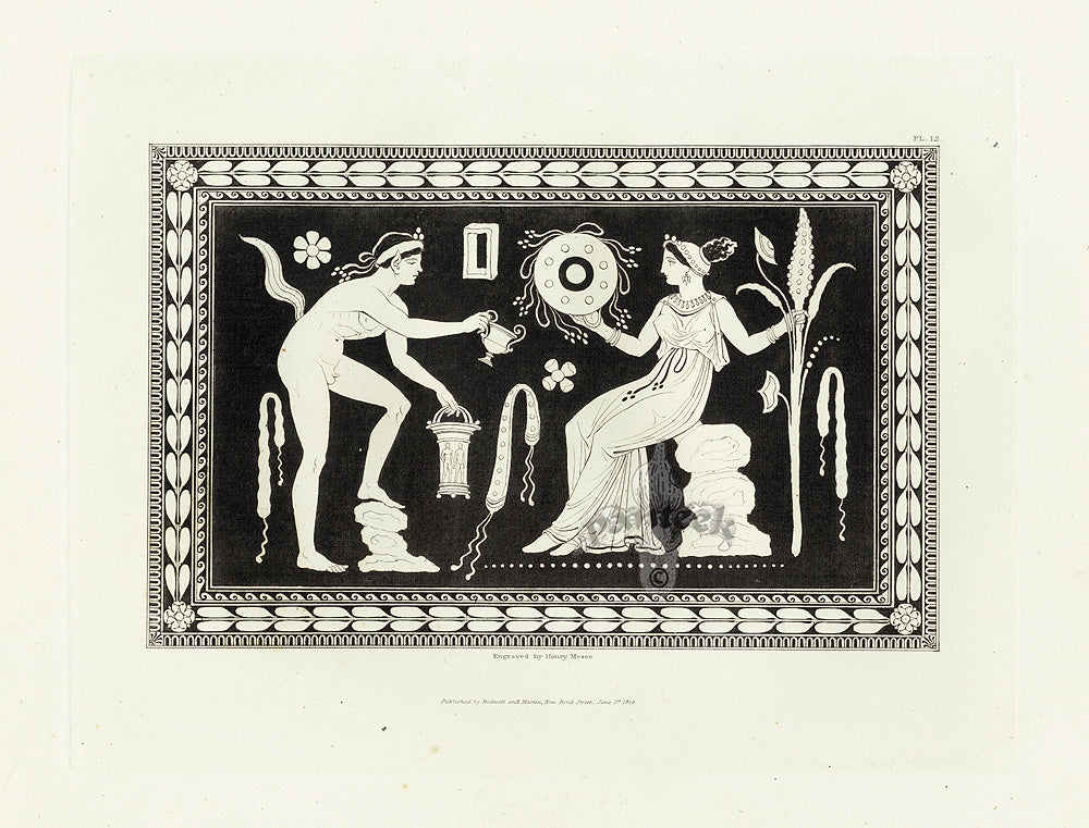 Henry Moses Print Etruscan Vases, Plaques 1820 Plaque, Dionysos