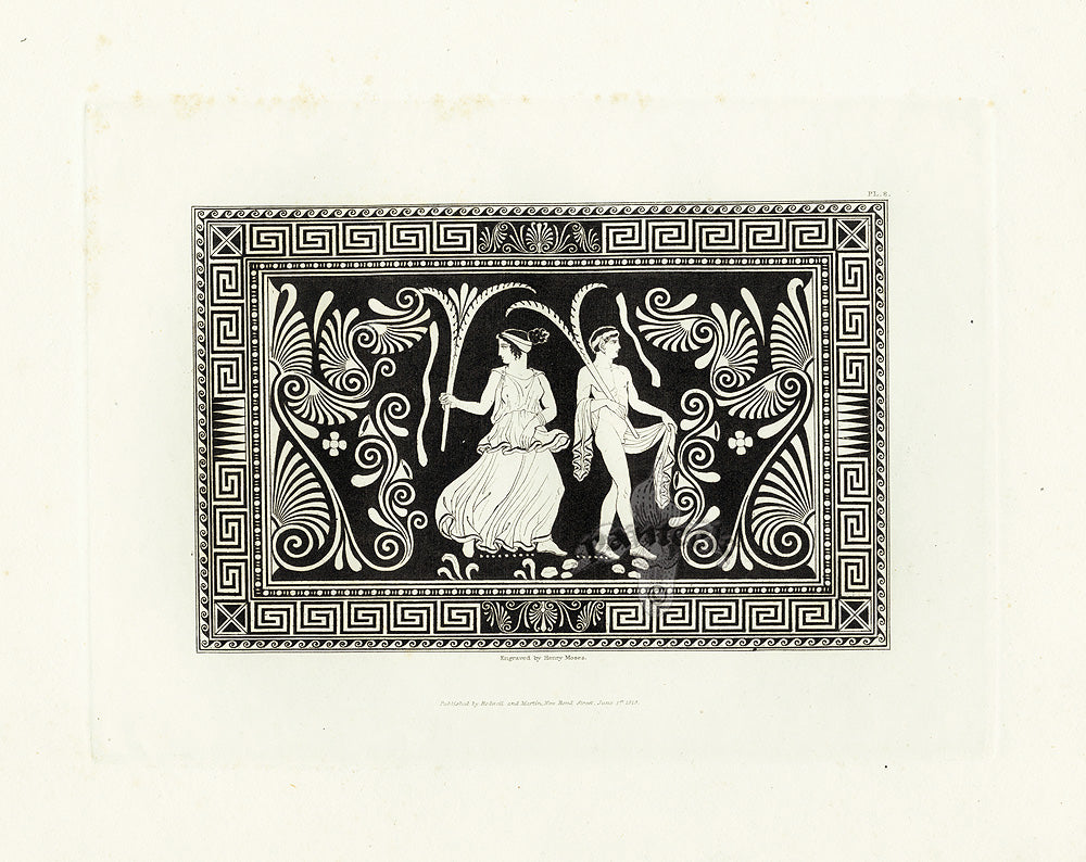 Henry Moses Print Etruscan Vases, Plaques 1820 Plaque, Dionysus