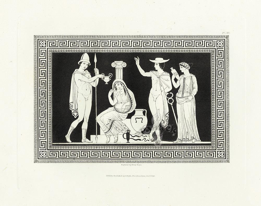 Henry Moses Print Etruscan Vases, Plaques 1820 Plaque, Hermes