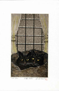 Hiroto Norikane Black Cat Winter - Panteek Antique Prints