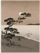 Japanese Scene Suma Beach at Night by Yoshimune Arai - Panteek Antique Prints