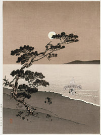 Japanese Scene Suma Beach at Night by Yoshimune Arai - Panteek Antique Prints