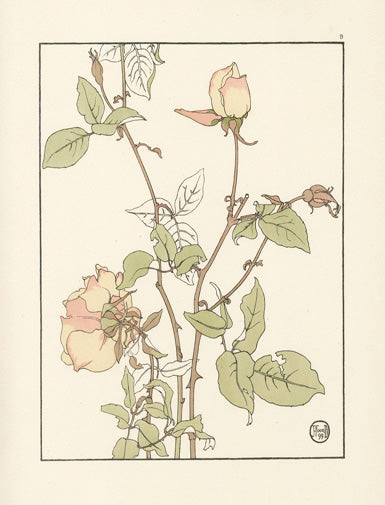 Jeannie Foord Pochoir Flower Print Rose Safrano