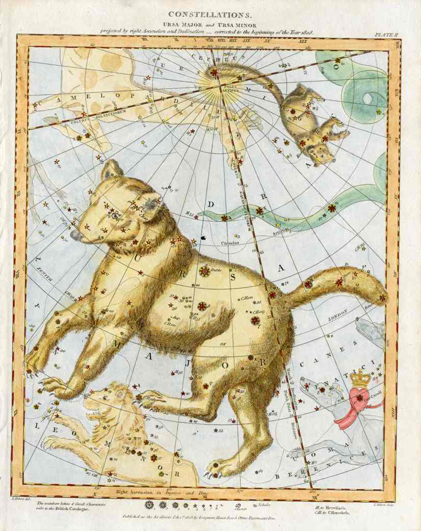 John Flamsteed Celestial Atlas Original Astrological Prints 1776 Ursa Maj 62