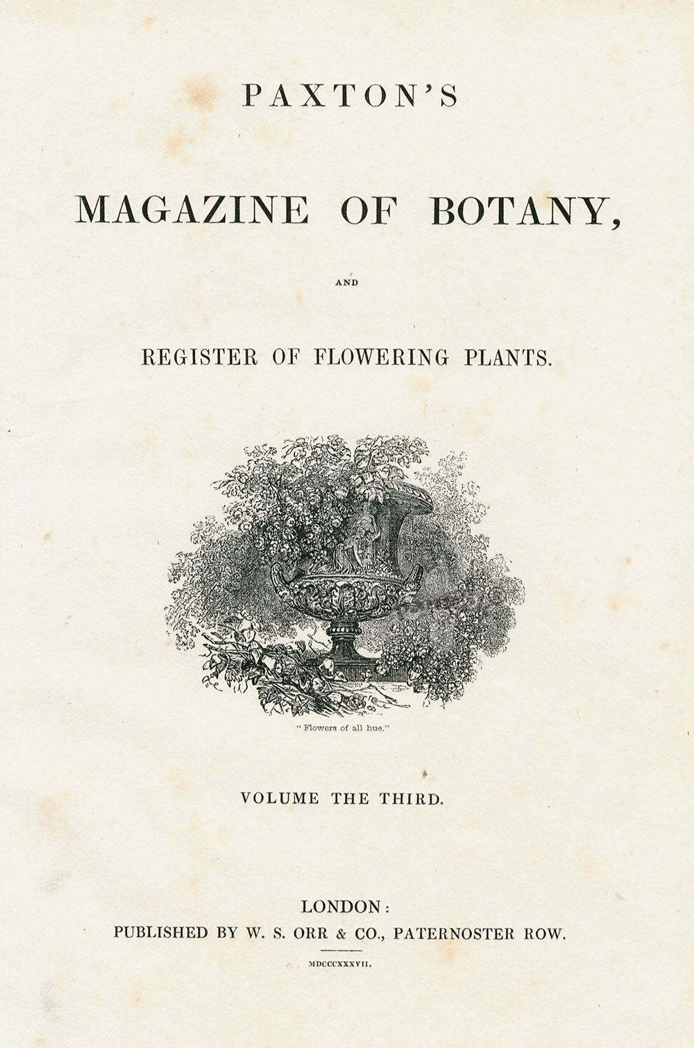Joseph Paxton Antique Botanical Print 1834 Title Page V. 3