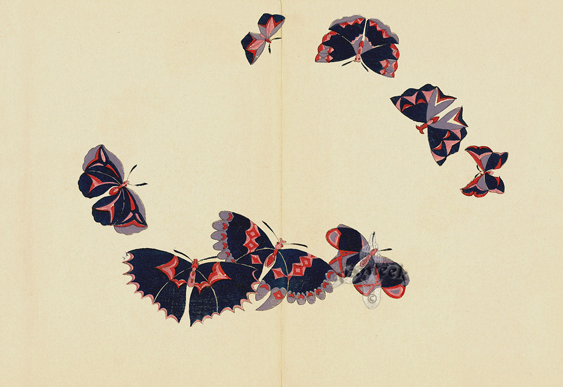 Kamisaka Sekka 1st Edition 8 Multicolor Butterflies