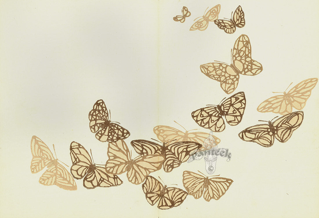 Kamisaka Sekka 1st Edition Beige, Brown Butterflies