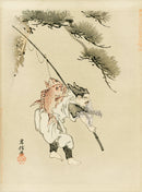 Kano Japanese Woodblock Fisherman, Kano School 1896 - Panteek Antique Prints