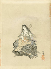 Kano Japanese Woodblock Woman, Kano School 1896 - Panteek Antique Prints