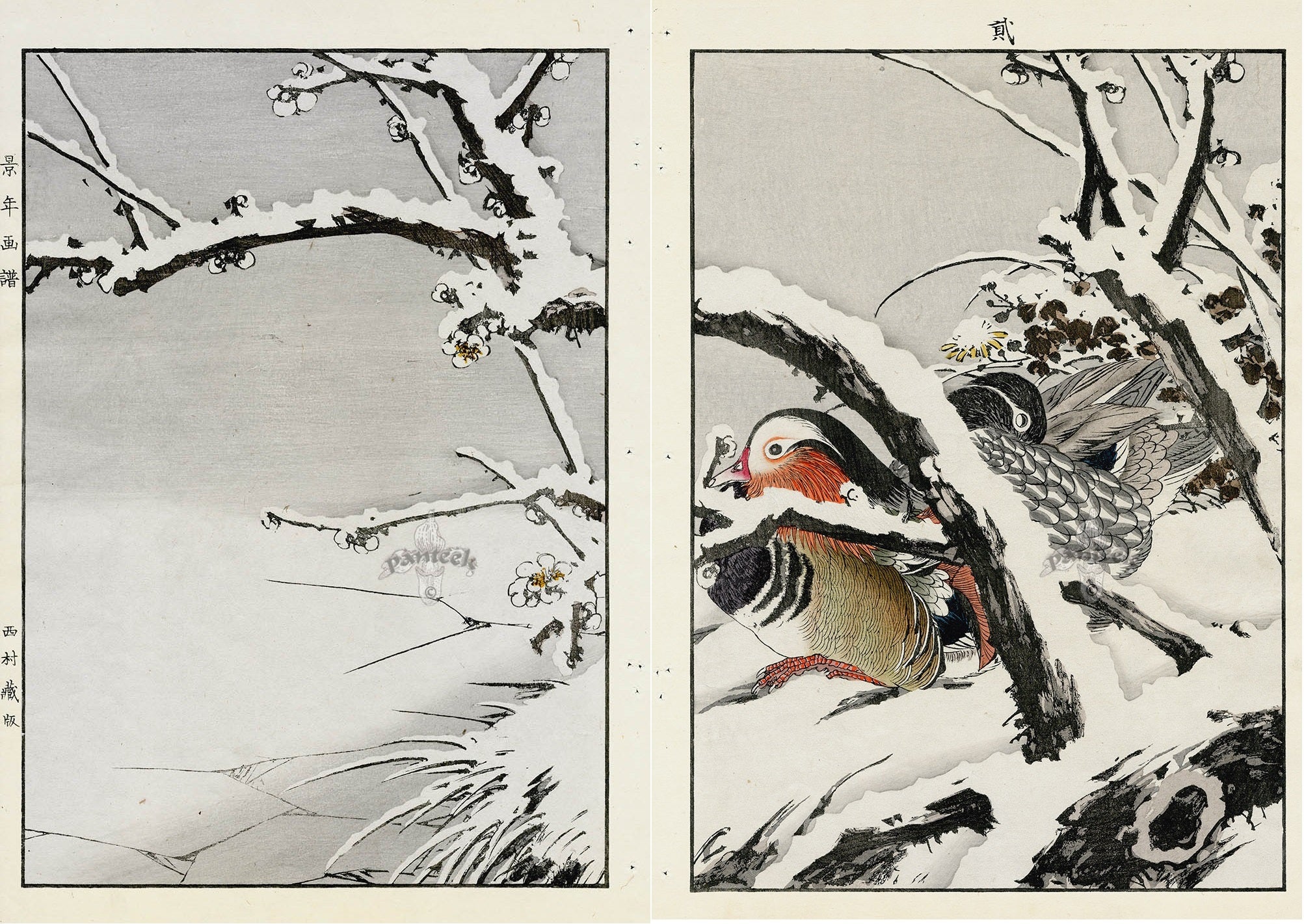 Keinen Imao Birds Oshidori Mandarin Duck 2 prints
