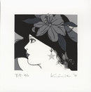 Kimiko Kojima Woman with Lily Black and White - Panteek Antique Prints