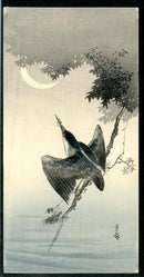 Kingfisher Crescent Moon 1930 Gesso Yoshimoto  Lifetime Edition - Panteek Antique Prints