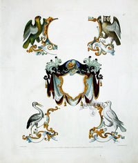 Knight Heraldry Designs 1855 Dove, Parrot, Owl, Heron - Panteek Antique Prints