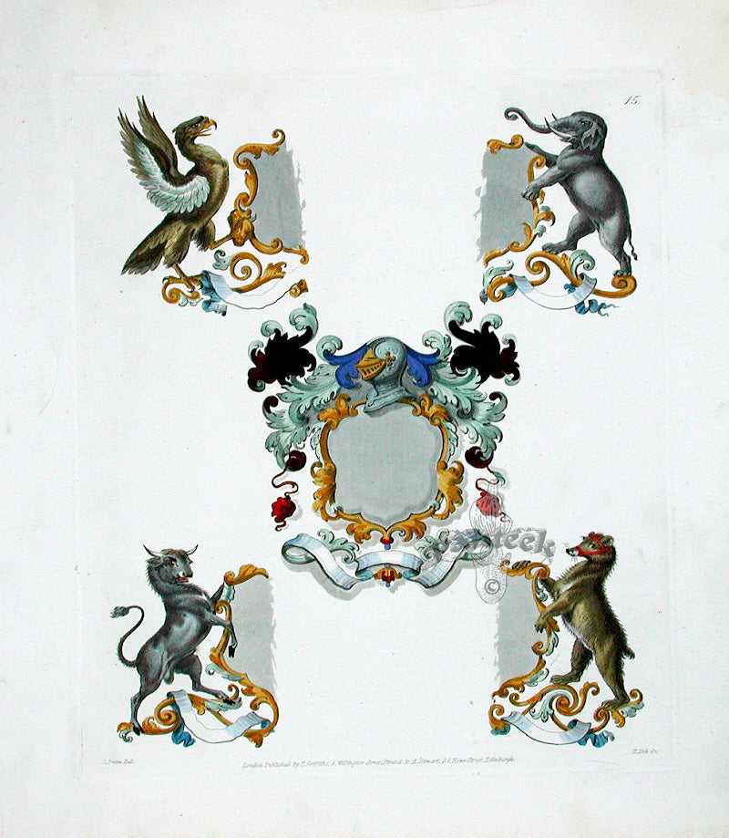 Knight Heraldry Designs 1855 Elephant, Bull, Bear