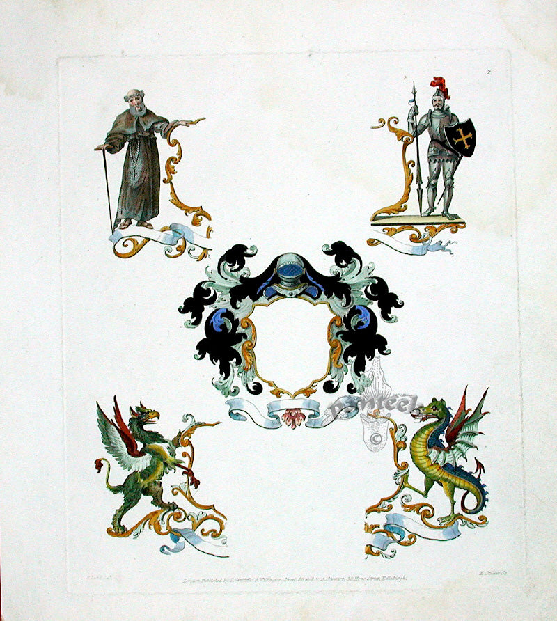 Knight Heraldry Designs 1855 Knight, Dragon, Griffon