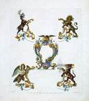 Knight Heraldry Designs 1855 Lion, Harpy, Deer - Panteek Antique Prints