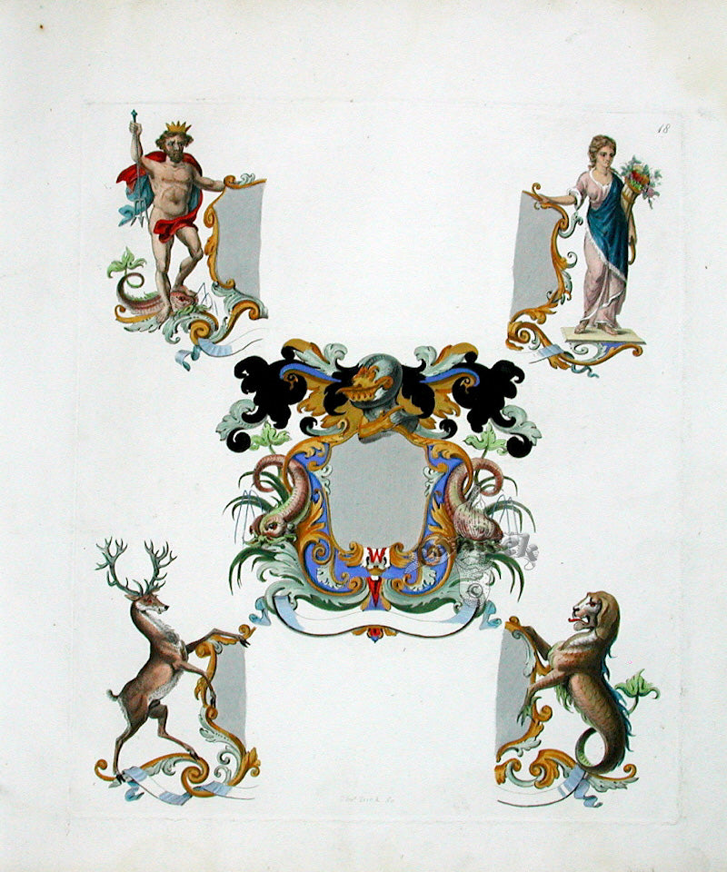 Knight Heraldry Designs 1855 Poseidon, Deer