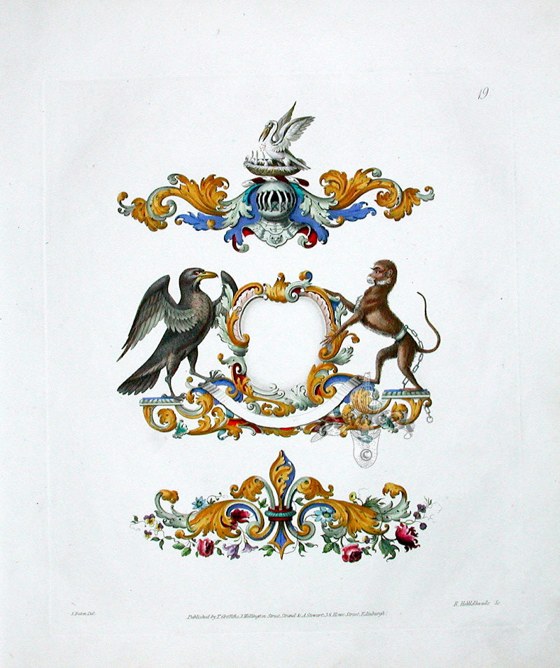 Knight Heraldry Designs 1855 Raven, Monkey, Pelican