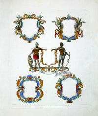 Knight Heraldry Designs 1855 Soldier, Archer - Panteek Antique Prints