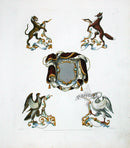 Knight Heraldry Designs 1855 Swan, Eagle, Fox, Leopard - Panteek Antique Prints