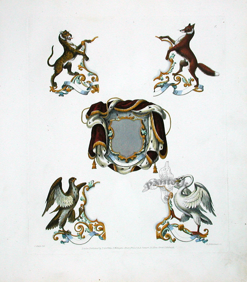 Knight Heraldry Designs 1855 Swan, Eagle, Fox, Leopard