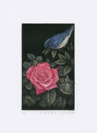 Koji Ikuta Blue Bird & Red Rose - Panteek Antique Prints