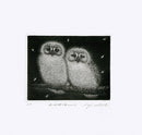 Koji Ikuta Two Muku Muku Owls on Branch - Panteek Antique Prints