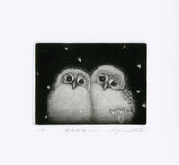 Koji Ikuta Two Small Muku Muku Owls - Panteek Antique Prints
