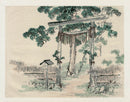 Kono Barei 1913 Original Print  People, Countryside Japan Shrine Gate - Panteek Antique Prints