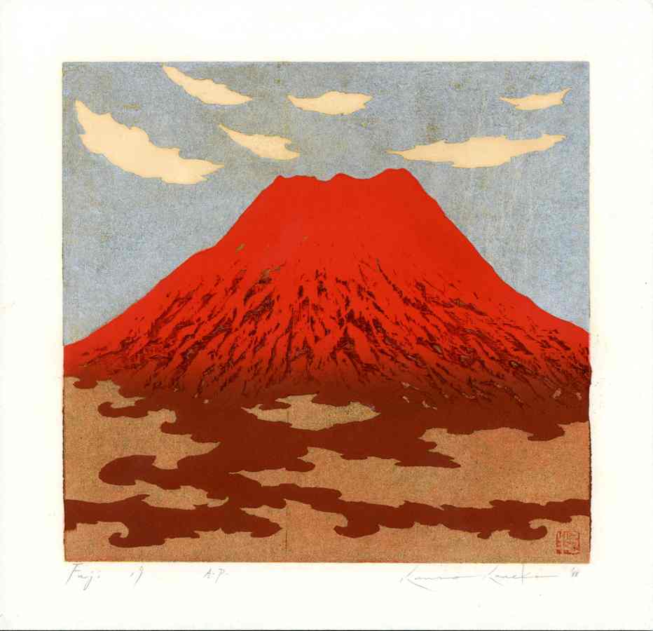 Kunio Kaneko Fuji 19 Red Brown with Grey Sky