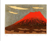 Kunio Kaneko Fuji 57 Red Brown with Grey Sky - Panteek Antique Prints