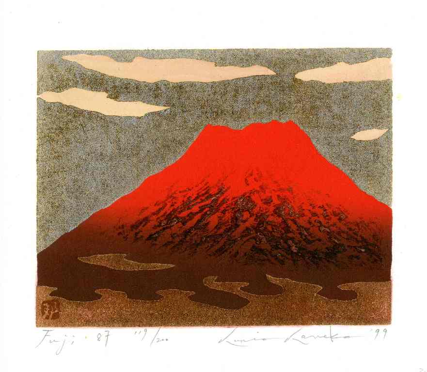Kunio Kaneko Fuji 57 Red with Grey Sky