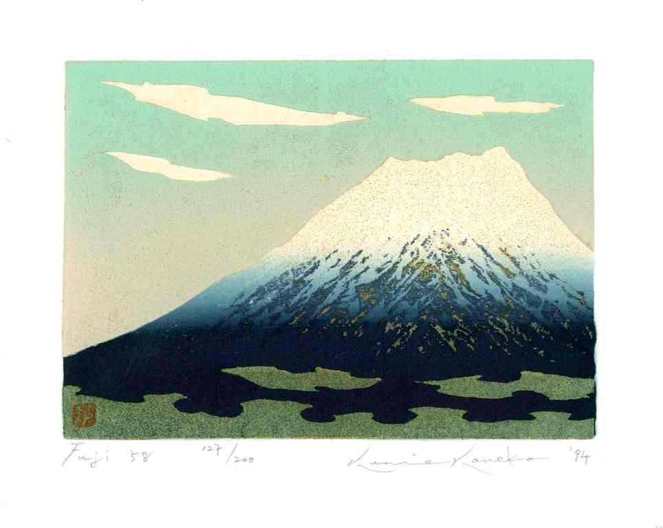 Kunio Kaneko Fuji 58 White Blue with Green Sky