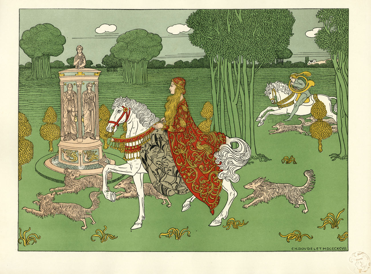 L'Estampe Moderne Orginal Lithographs Chatelaine by Doudelet