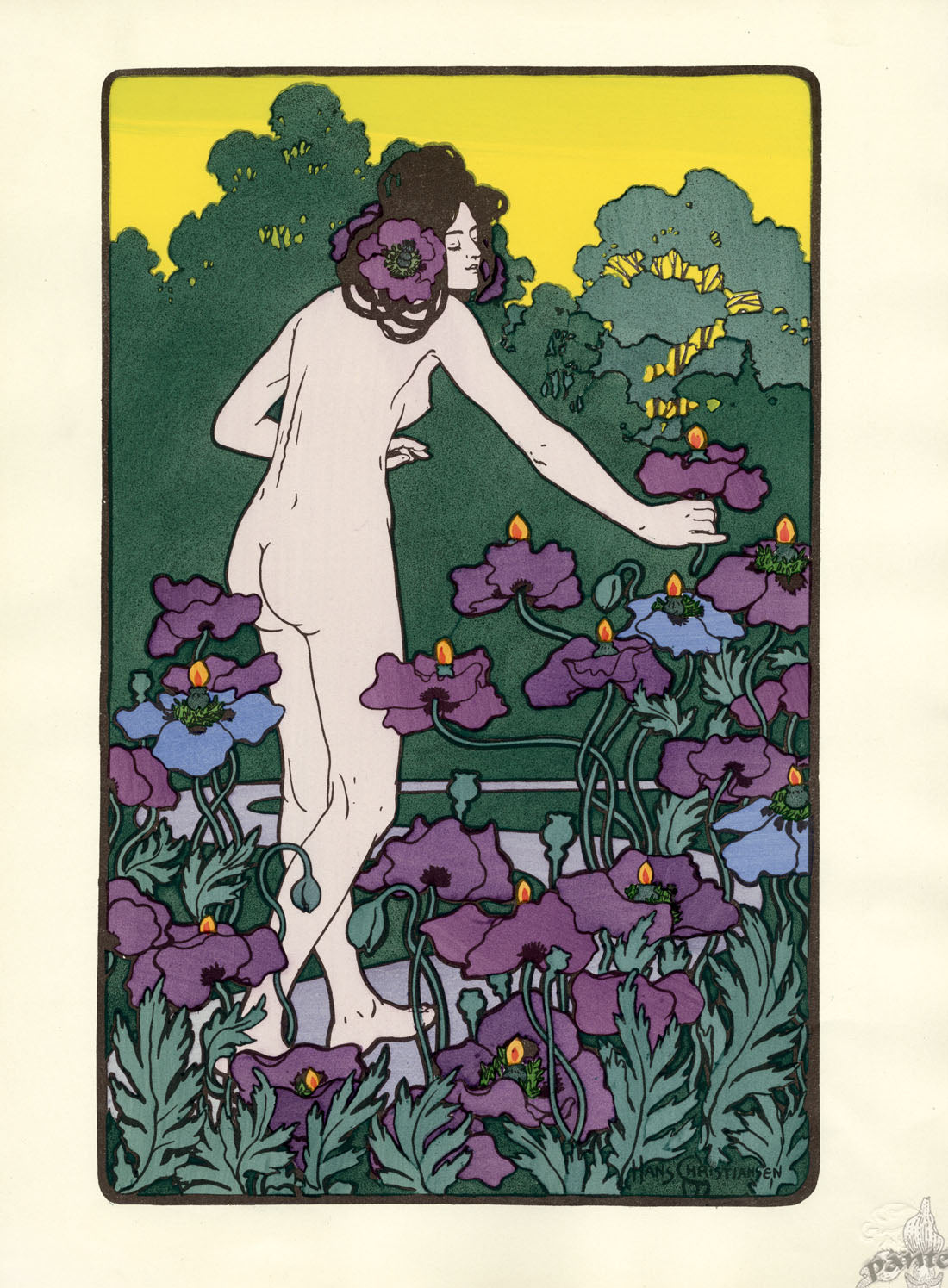 L'Estampe Moderne Orginal Lithographs Garden by Christiansen