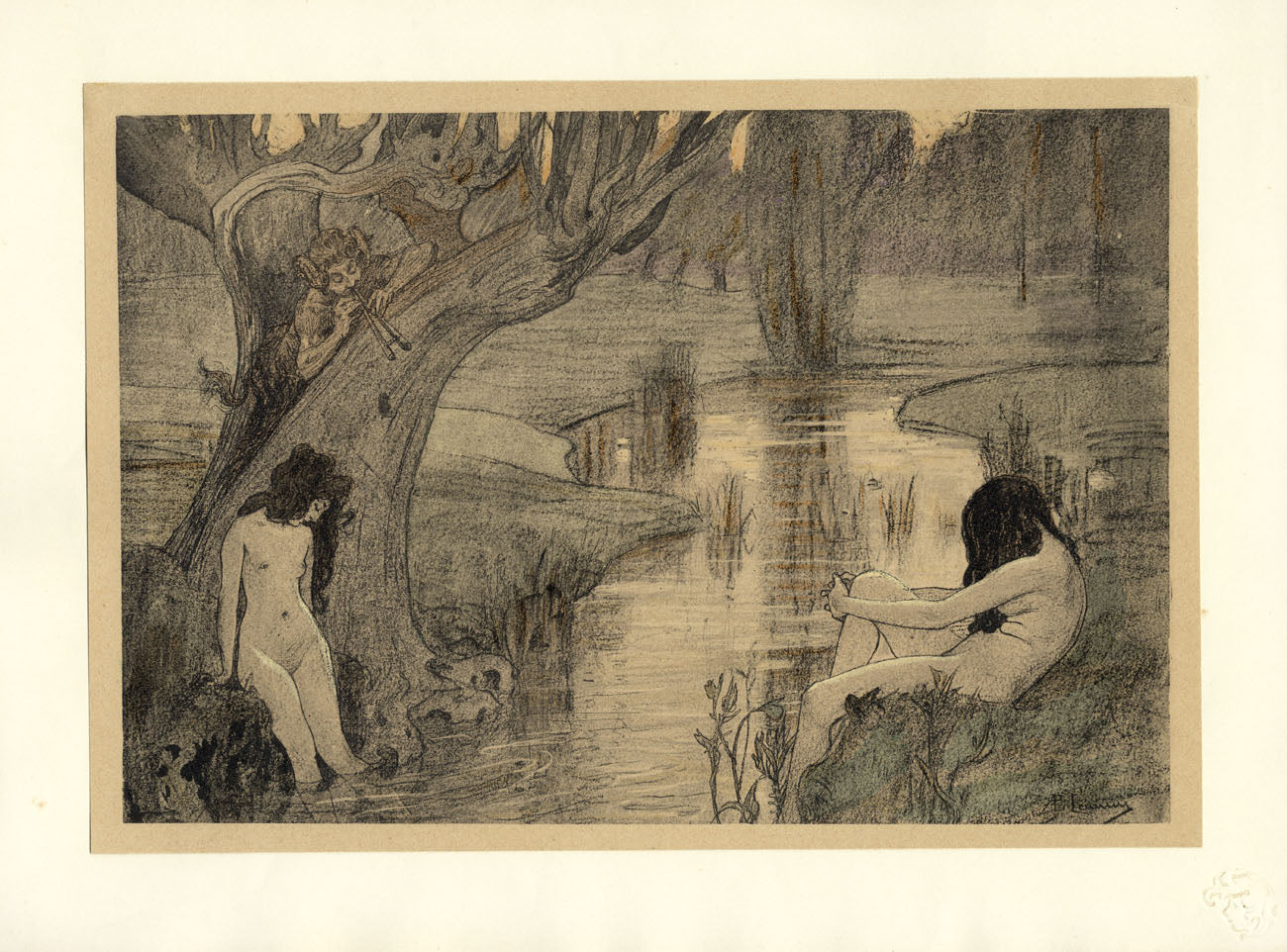 L'Estampe Moderne Orginal Lithographs Nymphs by Laurens