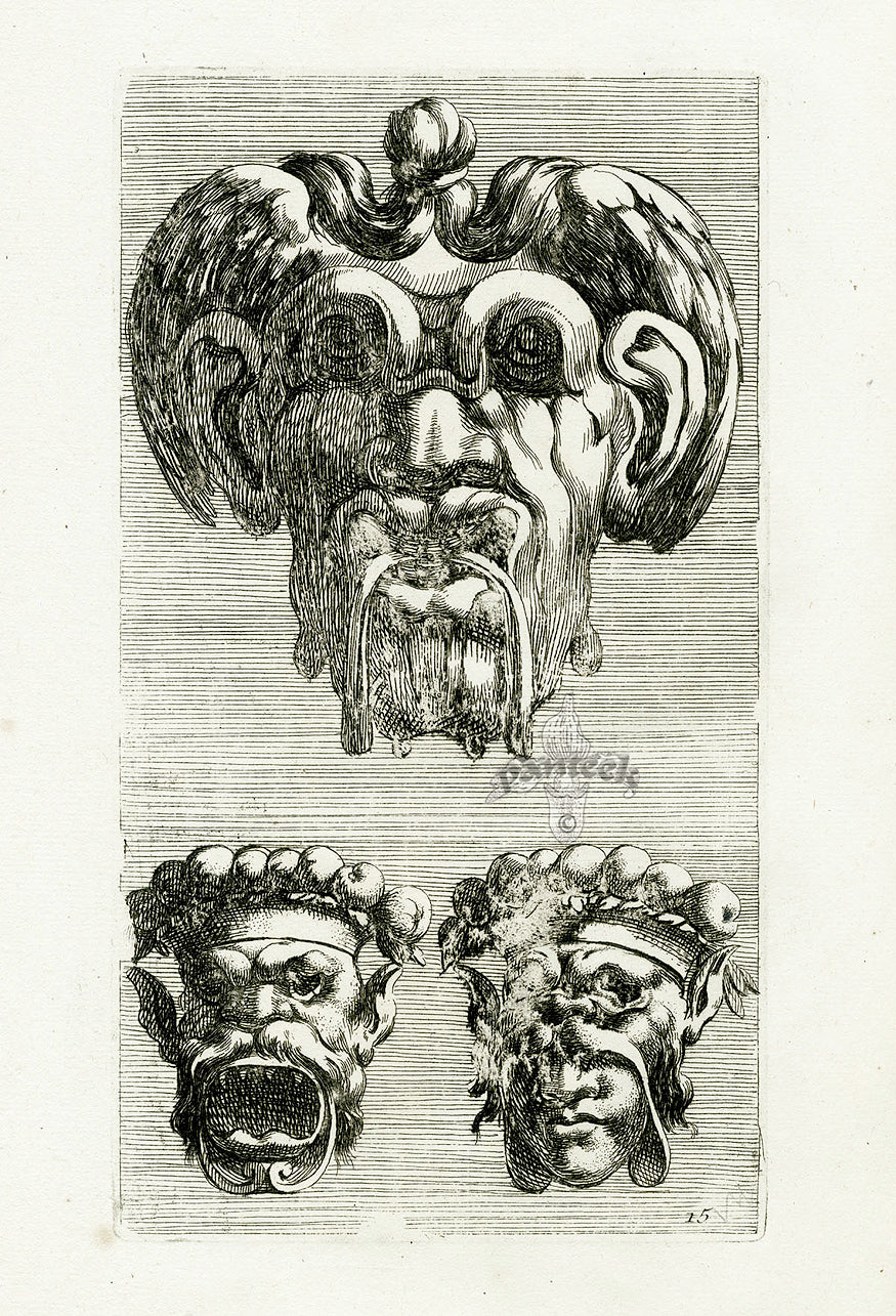 Le Pautre Architecture, Statues, Fountains, 3 Grotesque Masks | Panteek ...