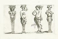 Le Pautre Architecture, Statues, Fountains, Caryatids - Panteek Antique Prints